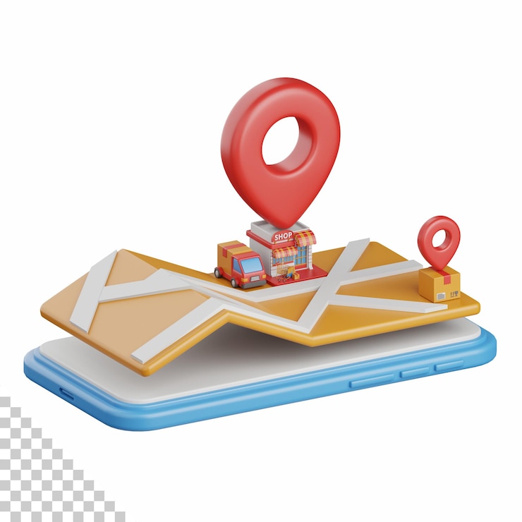 PSD ubicación del mapa de representación 3d aislada útil para compras de comercio electrónico y diseño de negocios en línea