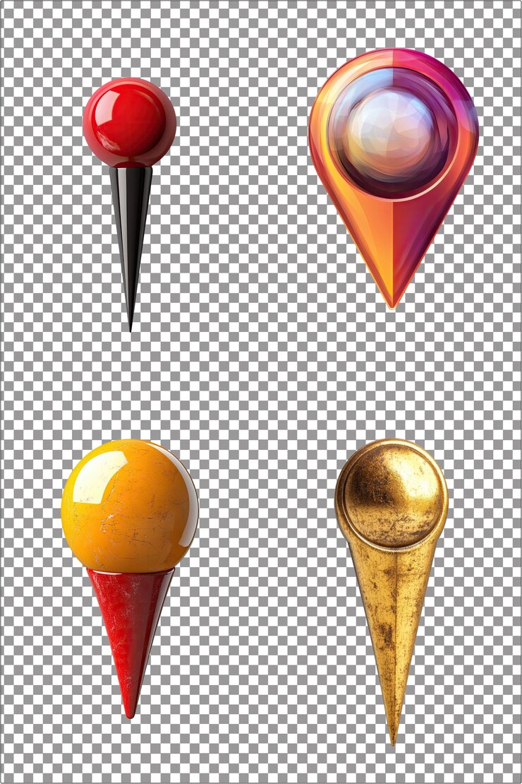 Ubicación precisada y exacta PNG aislado hiperrealista con fondo transparente claro alto