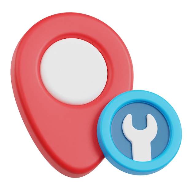 ubicación de soporte técnico icono 3D aislado en el fondo blanco
