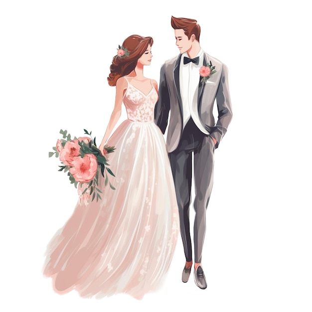 PSD Über schöne glückliche hochzeit transparenter hintergrund png-illustration ai generierte glückliche hochzeit png-illustration