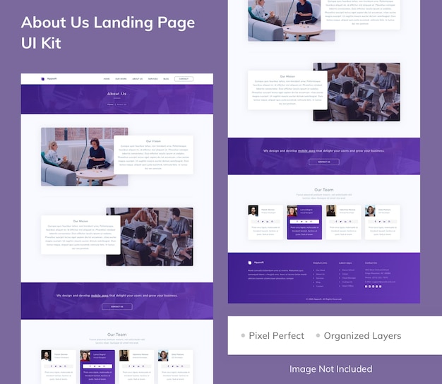 PSD Über uns landing page ui-kit