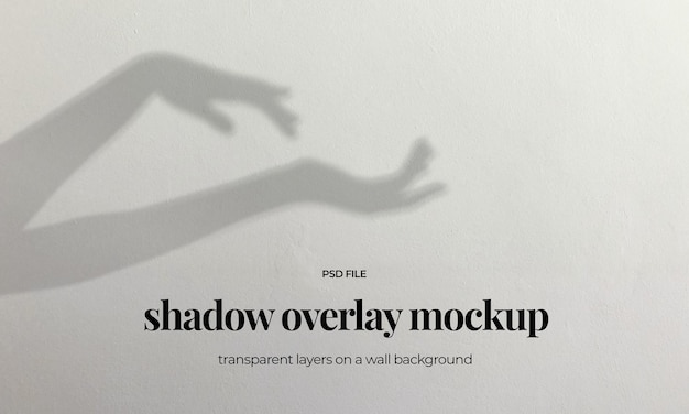 Überlagerung von Schatten Durchsichtiges Mockup mit Handschatten an einer Wand