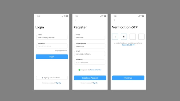 PSD Überprüfung der anmeldung und registrierung der mobilen app