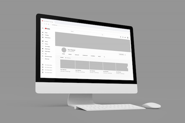 Überwachen sie das modell eines digitalen geräts, um die youtube-profilvorlage anzuzeigen