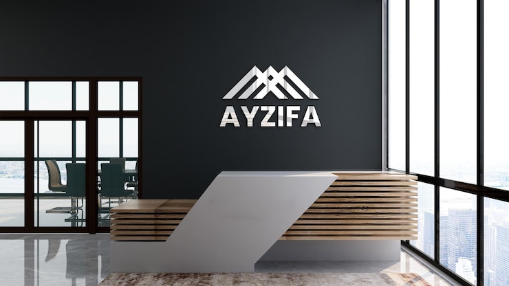 ufficio mockup logo 3d argento in receptionist