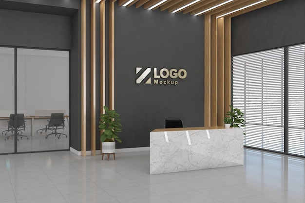 Ufficio reception mockup vista frontale interior design