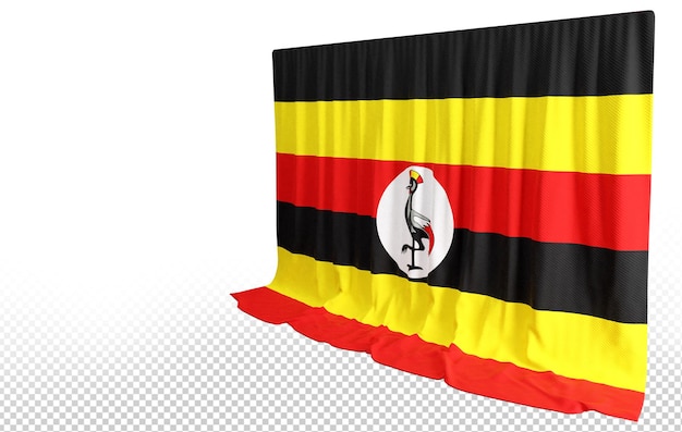 PSD uganda-flaggenvorhang in 3d-rendering namens flagge ugandas