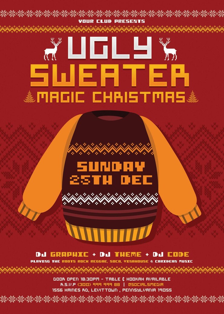 PSD ugly sweater party flyer