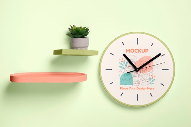 PSD uhr auf wand-mockup-design