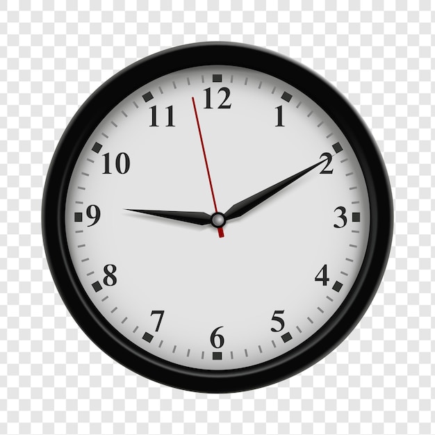 Uhr, die die Zeit auf durchsichtigem Hintergrund anzeigt