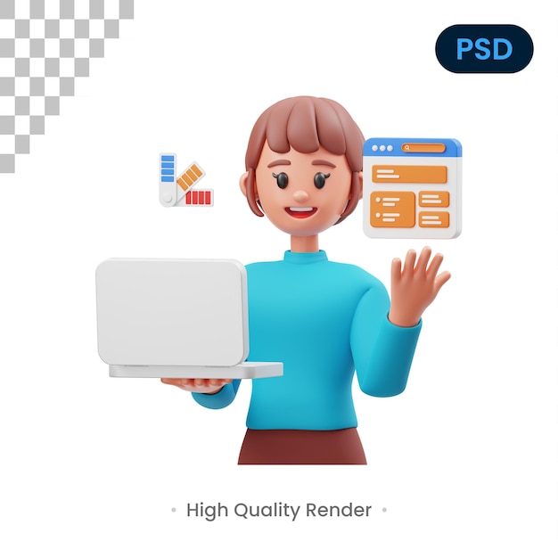 Ui Designer Icône 3d Psd Premium