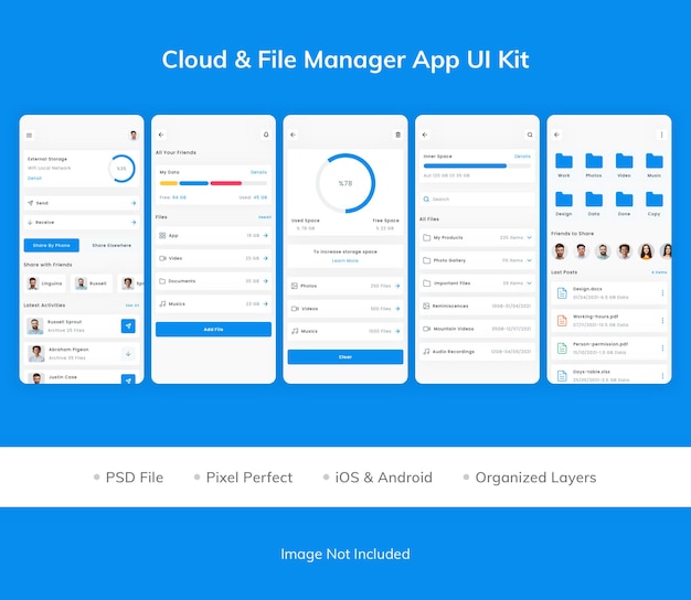 PSD ui-kit der cloud file manager-app