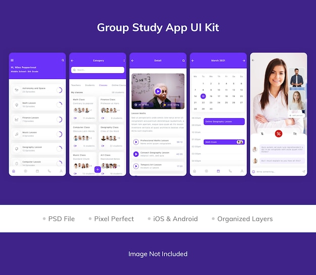 PSD ui-kit der gruppenstudien-app