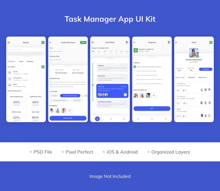 PSD ui-kit der task-manager-app