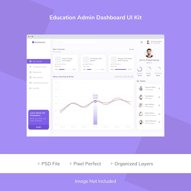 PSD ui-kit für das education-admin-dashboard