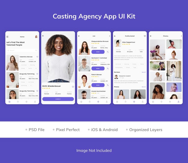 PSD ui-kit für die casting-agentur-app