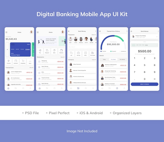 PSD ui-kit für die digital banking mobile app