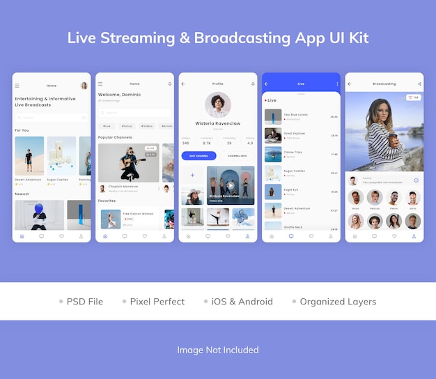 Ui-kit für live-streaming und broadcasting-app