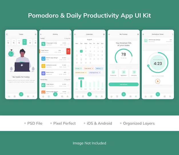 UI-Kit für Pomodoro und die tägliche Produktivitäts-App