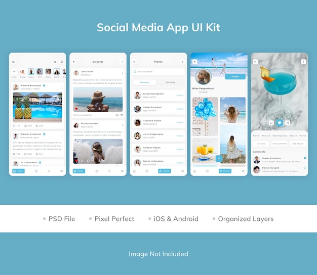 PSD ui-kit für social media-apps