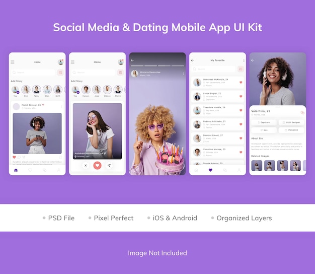 Ui-kit für soziale medien und mobile dating-apps