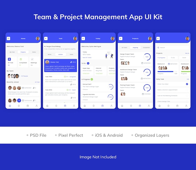 Ui-kit für team-projektmanagement-app