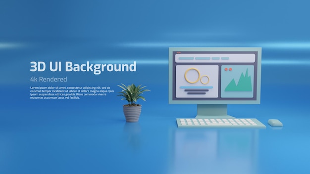 UI renderizada em 3D e design de plano de fundo de experiência do usuário