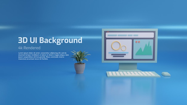 Ui renderizada em 3d e design de plano de fundo de experiência do usuário