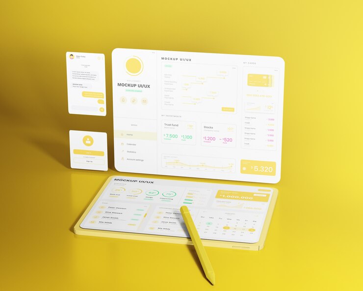 PSD ui- und ux-schnittstellendesign für tablet-geräte