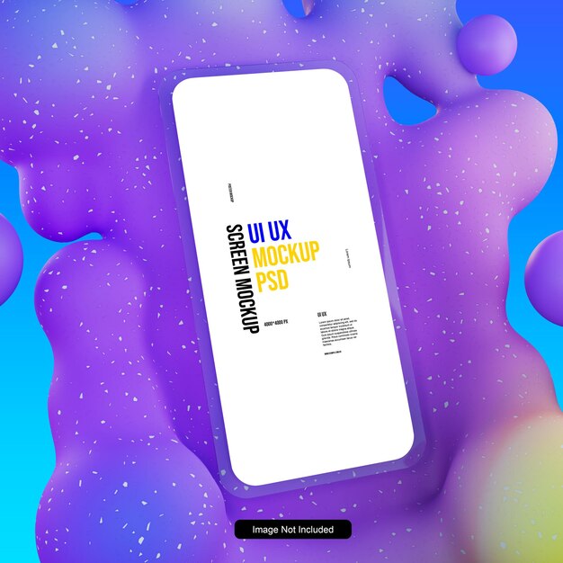 UI-UX-App-Modell mit iPhone-Bildschirmmodell auf buntem Hintergrund