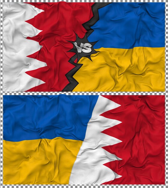L'Ukraine contre le Bahreïn Half Combined Flag Cloth Bump Texture Rendering 3D