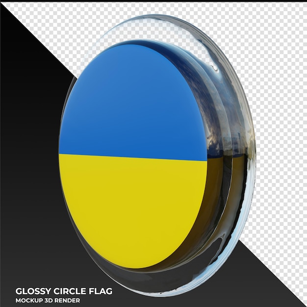 PSD ukraine0002 drapeau de cercle brillant texturé 3d réaliste