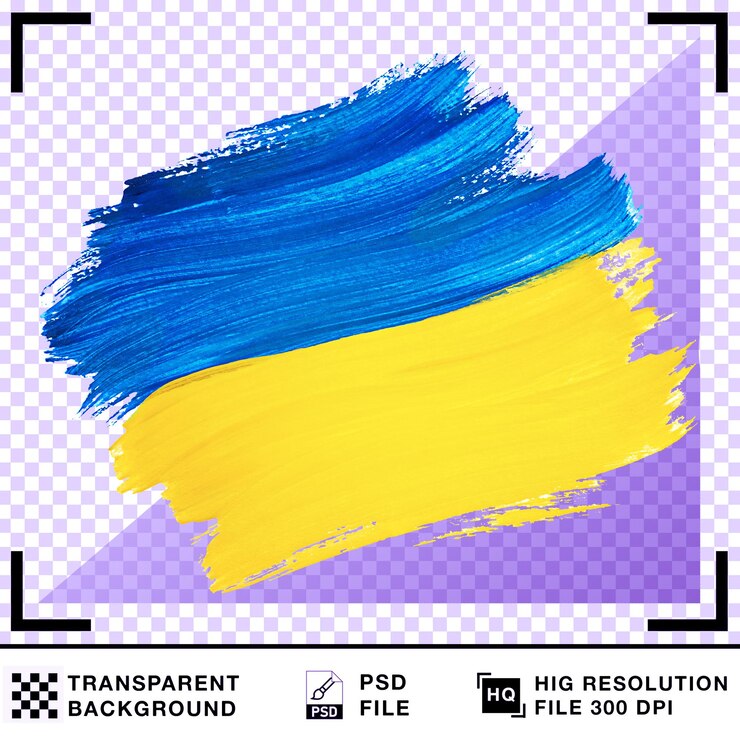 PSD ukrainian flag brushstroke on transparent background