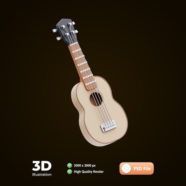 Ukulele music tools ilustração 3d