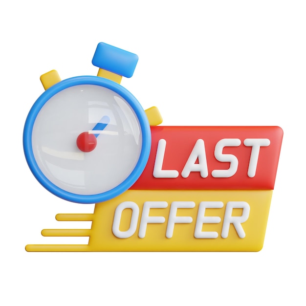 Última oferta 3D e ilustração e ícone de alta qualidade do conceito de desconto