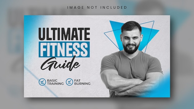 PSD ultimativer fitness-guide, youtube-video-miniaturansicht oder web-banner-vorlage psd