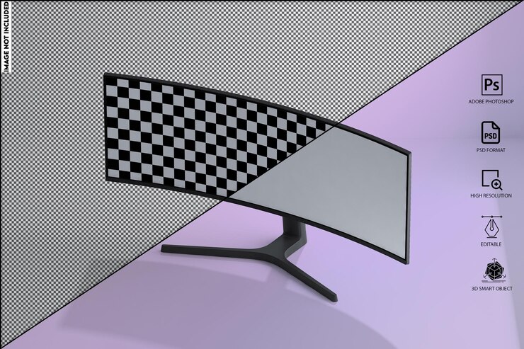 PSD ultrawide curved monitor mockup