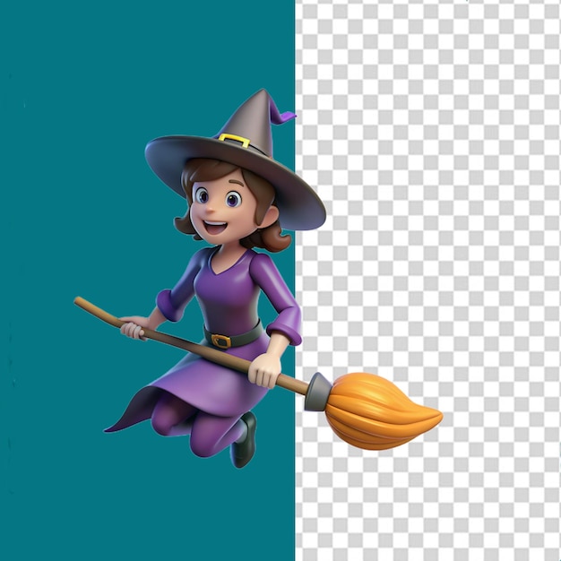 PSD um 3d halloween wicth em transparente