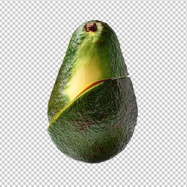 um abacate verde com uma mancha amarela na pele