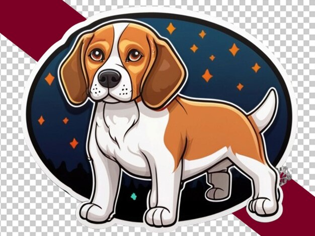 Um adesivo de cachorro beagle kawaii com borda branca.