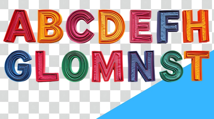 PSD um alfabeto colorido com as letras c r