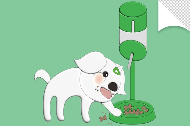PSD um alimentador de cachorro verde com um fundo verde que diz 'comida de cachorro' nele.