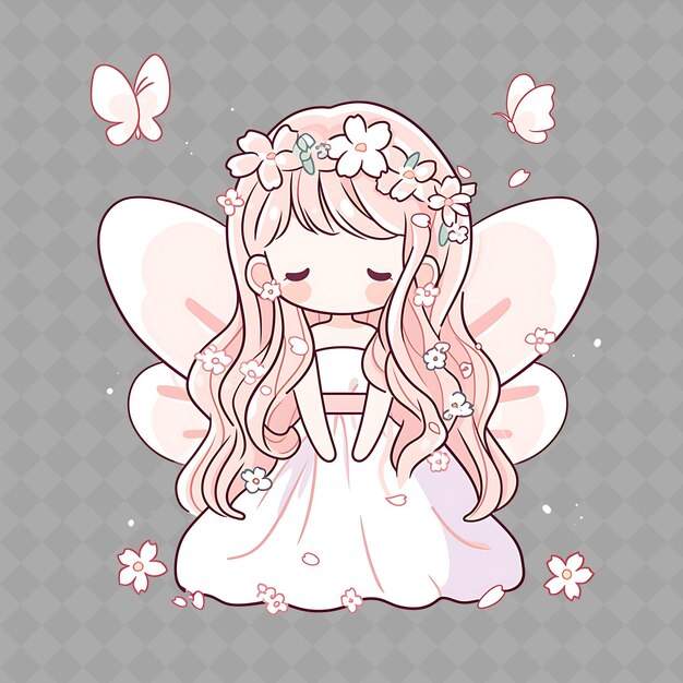 PSD um anjo bonito com uma flor no cabelo.