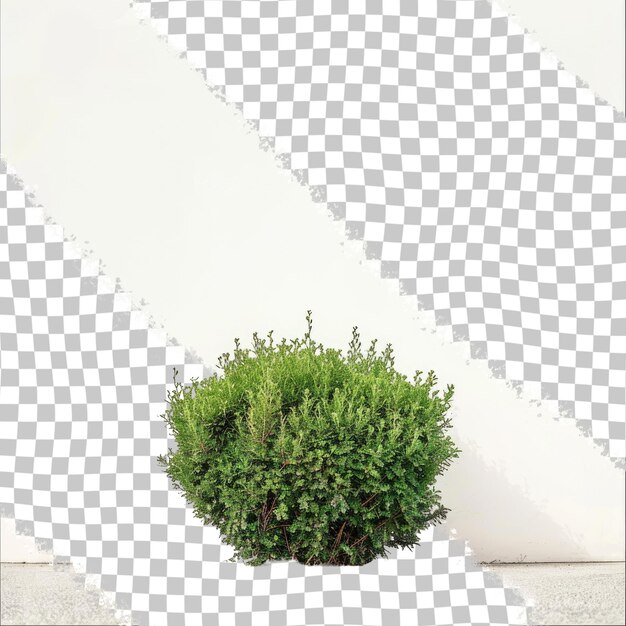 PSD um arbusto verde está em um fundo xadrez branco e preto