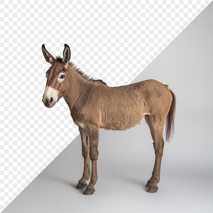 PSD um asno está em um fundo branco com um contorno preto