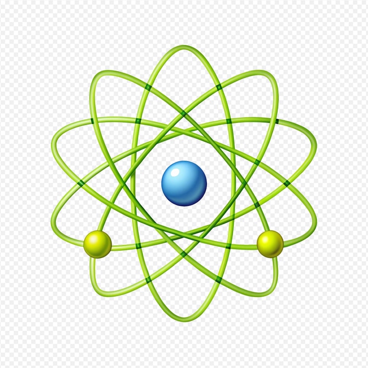 PSD um átomo nuclear com linhas e círculos azuis