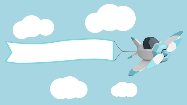 um avião voando no céu com uma bandeira que diz um avião