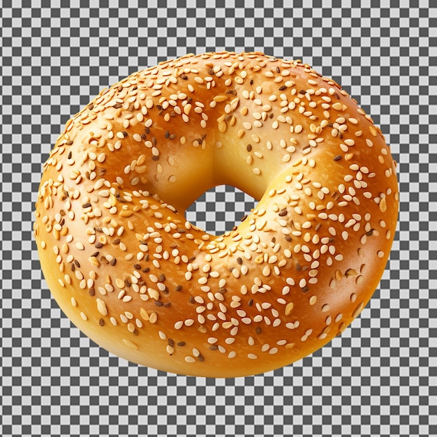 PSD um bagel com sementes de gergelim em um fundo xadrez