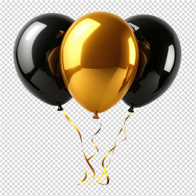 PSD um balão amarelo com um desenho dourado está flutuando no ar