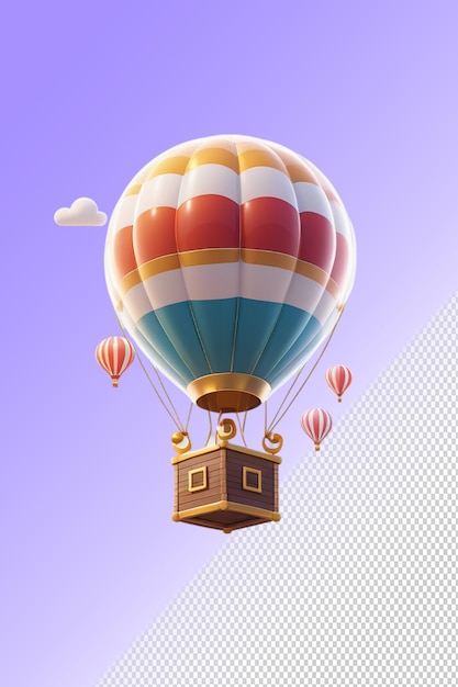 PSD um balão de ar quente colorido com uma casa nele